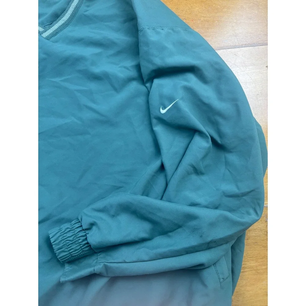 Nike Golf V-Neck Windbreaker Pullover Teal Green Mens XL Zip Pockets Swoosh